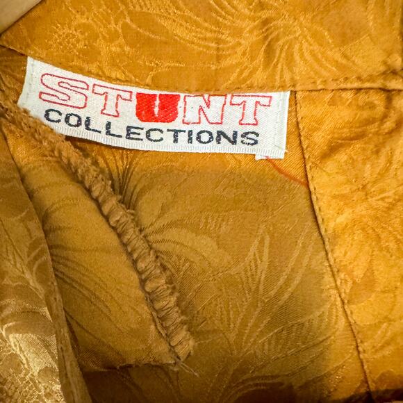 Vintage STUNT Collections 100% Silk Jacquard Blouse | Burnt Orange Gold Size M - Picture 4 of 9
